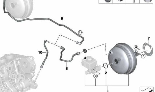 Junta tórica del cilindro maestro de freno OEM 34316797869 para BMW F10, F06, F12, F13, F25, F26, F15. Original BMW.