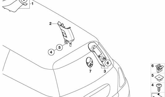 Paramento columna D derecha OEM 51437136082 para MINI R50, R53. Original MINI.