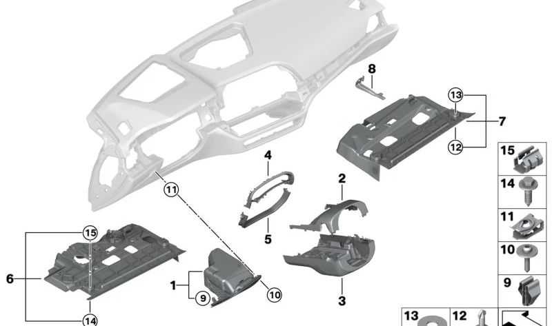 Slit Cover for BMW 2 Series G42, 3 Series G20, G21, G28, G80, 4 Series G22, G23, G26, G82, G83 (OEM 51456842239). Original BMW
