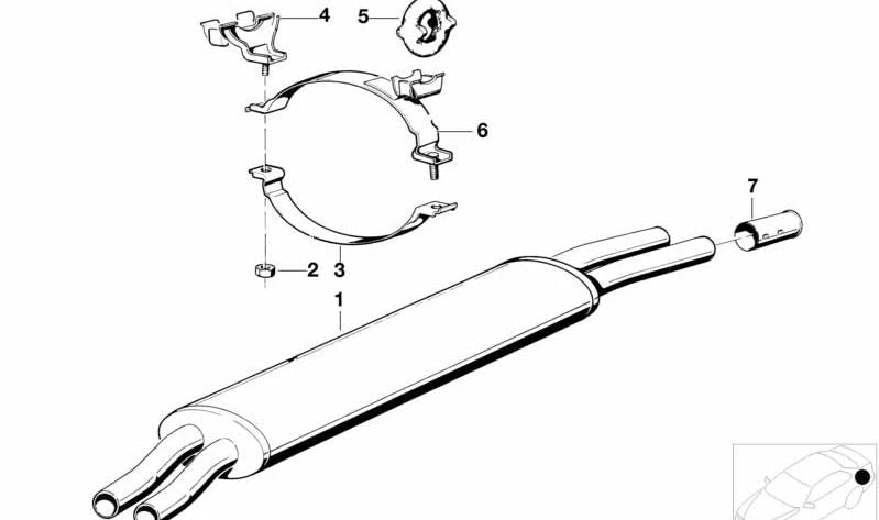 Silenzio posteriore OEM 18121246747 per BMW E23 {733i} Tutti i modelli compatibili tra il 1977 e il 1984. BMW originale.