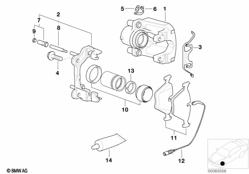REM -Reparatur von Bremsbelägen ohne Asbest für BMW 5 E39 -Serie (OEM 34216761281). Original BMW.