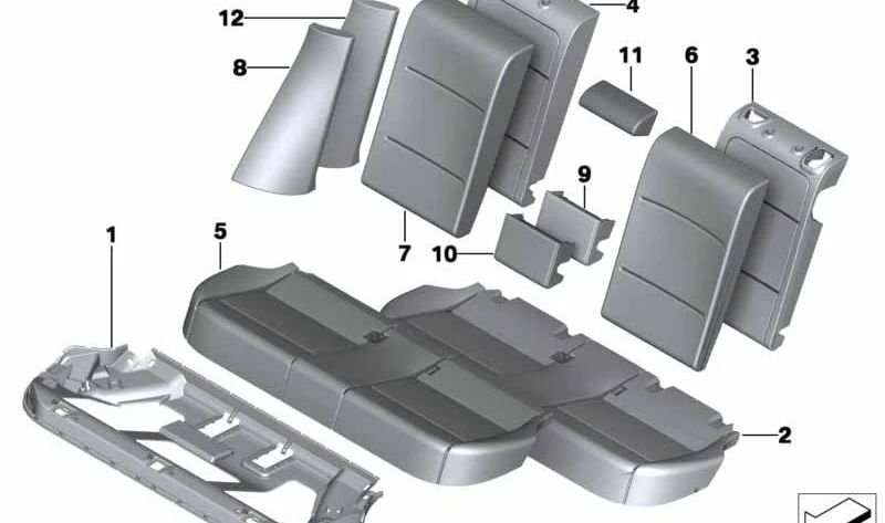 Funda respaldo de cuero izquierdo OEM 52207256835 para BMW F25. Original BMW.