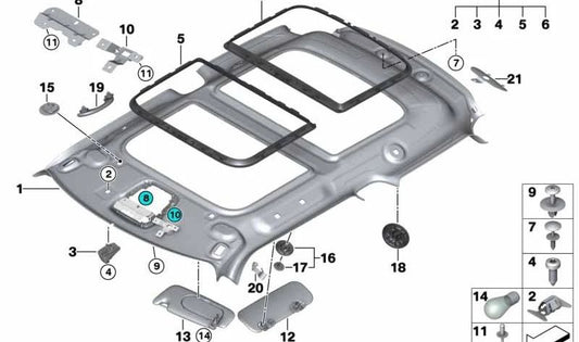 Parasol techo panorámico lateral derecho OEM 51167376860 para MINI F55, F56. Original MINI.