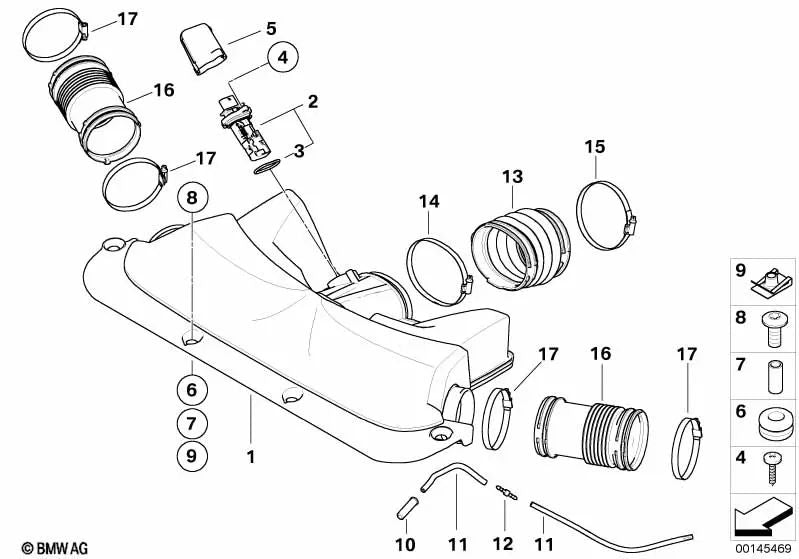 Bellows for BMW E65, E66 (OEM 13717541069). Genuine BMW.