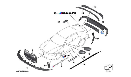 Desempenho do difusor traseiro M para BMW 4er G26 (OEM 51192472778). BMW original
