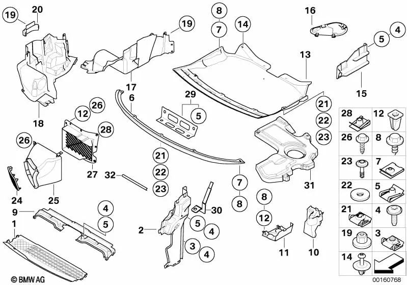 Cubierta de la dirección asistida derecha para BMW E65, E66 (OEM 51717070194). Original BMW
