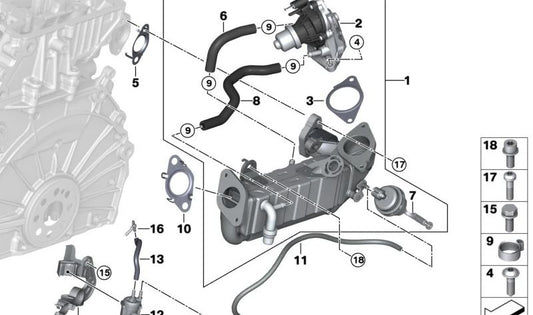 Valvola EGR 11718476680 per BMW F40, F44, F45, F46, F48. BMW originale.