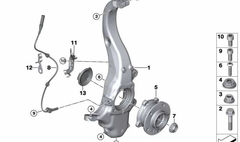 Maza con rodamiento delantero para BMW X5 y X6. Modelos: E70, F15, E71, E72, F16. . Original BMW