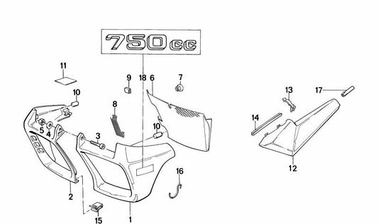 Vinilo adhesivo OEM 46631455283 para BMW Motorrad K 75 (KK56) modelos 561, 562 y 564. Pieza original BMW Motorrad. Ideal para la batería o carenado del radiador.