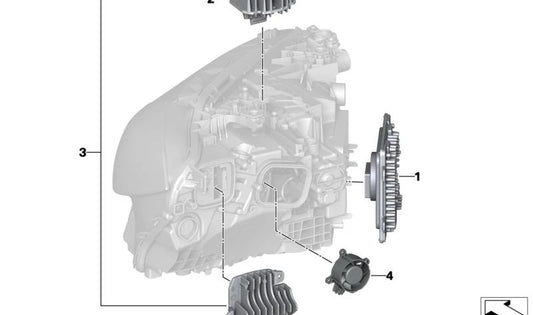 Módulo LED intermitente/dia direito OEM 63119851052 para BMW F20, F21, F22, F23, F30, F31, F32, F33, F34, F36, F80, F82, F83. BMW original.