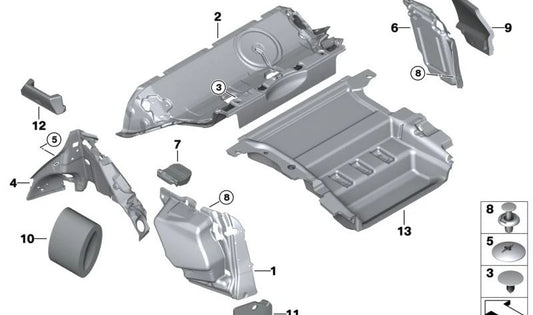 Isolamento acústico tronco direito para BMW X4 F98, G02 (OEM 51487424564). BMW original