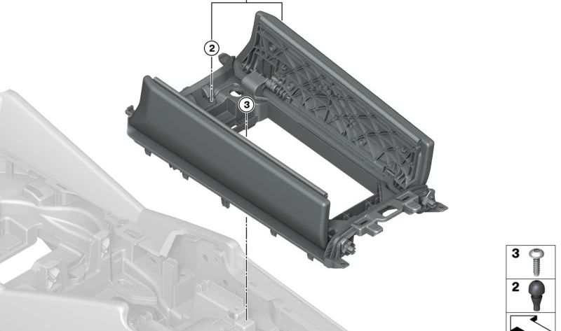 Reposabrazos de consola central en cuero OEM 51165A4AFB3 para BMW G60, G61. Original BMW.