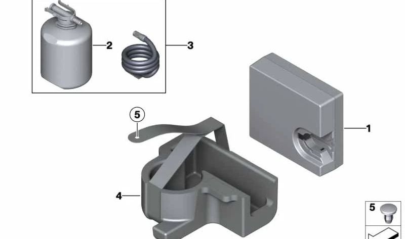 Bandeja para kit de reparación de neumáticos OEM 71106794839 para BMW F20, F21, F22, F23, F87. Accesorio original BMW para almacenar el sistema Mobility de reparación de pinchazos.