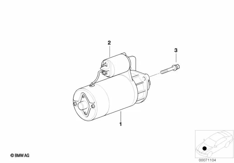 Motor de partida para BMW E90, E90N, E92, E92N, E93, E93N (OEM 12417843526). BMW originais.