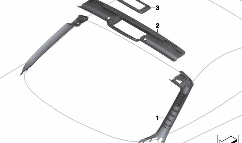 Moldura Pilar A derecho OEM 51439128410 para BMW E89 (Z4). Original BMW.