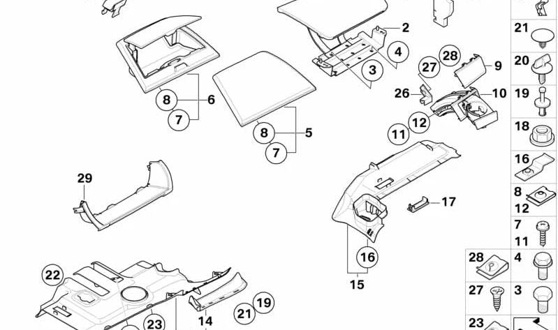 Compartimento guantera salpicadero gris basalt OEM 51163402391 para BMW X3 E83 y E83N. Original BMW.