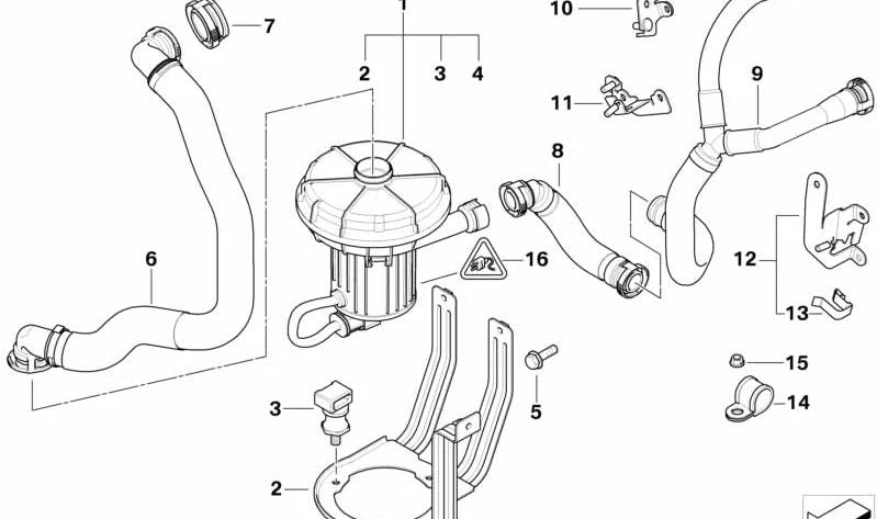 Tubo de presión OEM 11727556960 para BMW Serie 7 {E65, E66} 760i y 760Li con motor N73. Compatible con modelos fabricados entre 2003 y 2008. Original BMW.