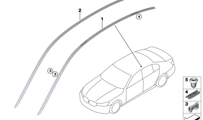 Moldura de techo izquierda OEM 51137410315 para BMW Serie 7 (G12). Original BMW.
