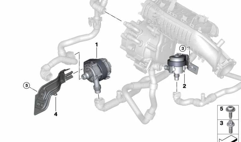 Bomba de líquido refrigerante adicional OEM 11518646467 para MINI Countryman F60, F60 LCI, BMW X1 F48, X2 F39, 2 F45... y más. Original BMW y MINI.