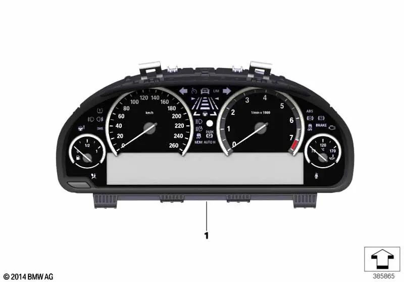Combinação de instrumentos para BMW 5 F07 Series, F10, F11, Série 6 F06, F12, F13, Série 7 F01, F02, X3 F25 (OEM 62108795128). BMW original.