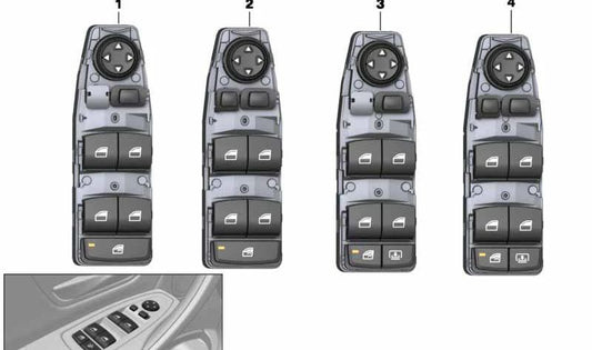 Elektrischer elektrischer Schalter OM 61319218479 für BMW F30, F30N, F80, F80N, F07, F07N, F10, F10N, F11, F11N. Original BMW.