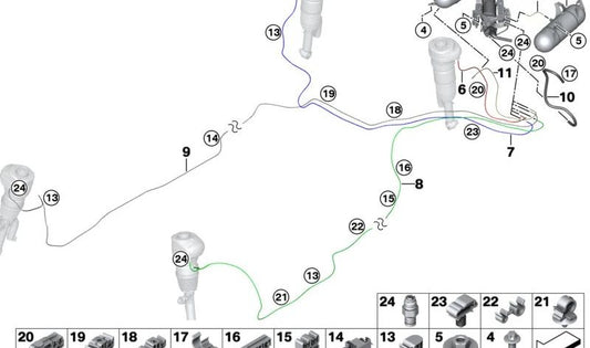 Sistema di alimentazione dell'aria per BMW G11, G12 (OEM 37206884682). BMW originale