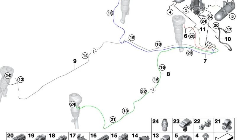 Tubo di ventilazione per BMW G11, G11N, G12, G12N (OEM 37206861931). BMW originale.