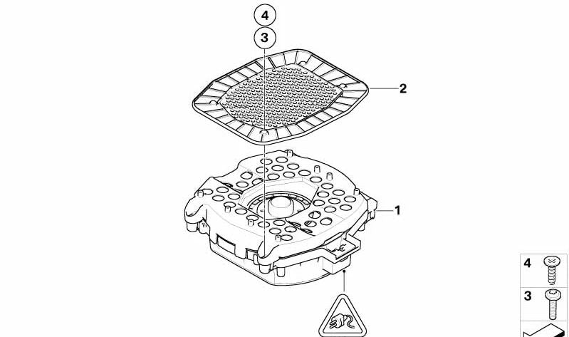 Altavoz subwoofer central OEM 65139218698 para BMW E71, E72 (X6, X6 ActiveHybrid). Original BMW.