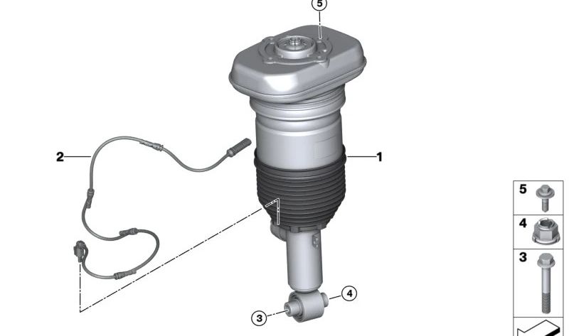 Amortiguador neumático trasero izquierdo OEM 37106890329 para BMW Serie 7 (G11, G12). Original BMW.