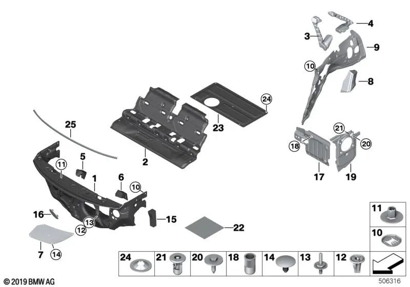Insonorização do arco da roda traseira direita OEM 51487272388 para BMW i3 (I01, I01 LCI). BMW genuíno.