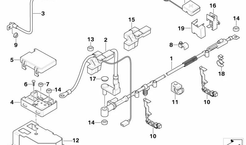 Soporte para cables OEM 61136916499 para BMW Z4 E85, E86, E89. Original BMW.