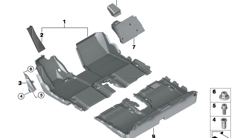 Soporte reposapiés izquierdo OEM 51477288502 para BMW i3 I01, i3 I01 LCI (2013–2022). Original BMW.
