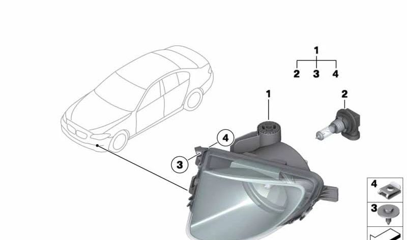Antinieblas derecho de plástico OEM 63177216886 para BMW F10, F11. Compatible con modelos 520d, 520i y variantes EfficientDynamics. Original BMW.