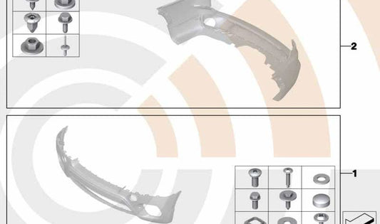 Set di supporti e accessori per il paraurti anteriore OEM 51112413988 per BMW E70, E71, E72. BMW originale.