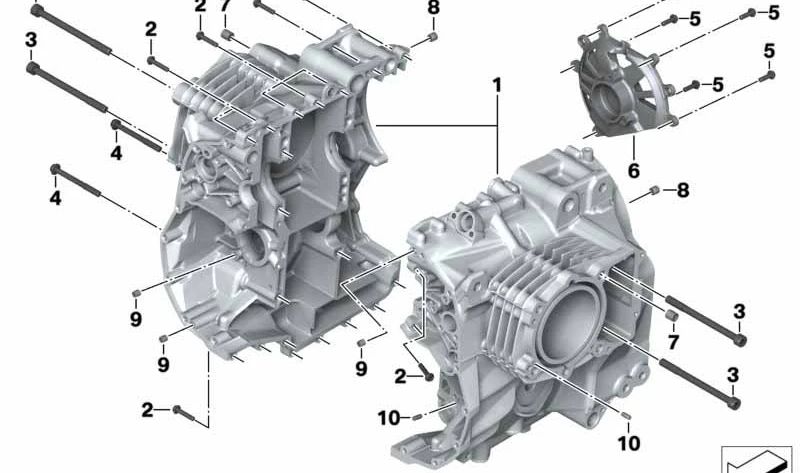 Cárter de cigüeñal OEM 11008555026 para motos BMW R1200GS, R1200RT, R1250GS, R1250RT. Original BMW Motorrad.