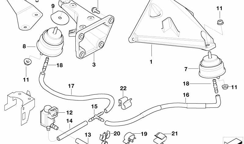 Soporte de motor OEM 22116773903 para BMW E46. Repuesto original BMW.