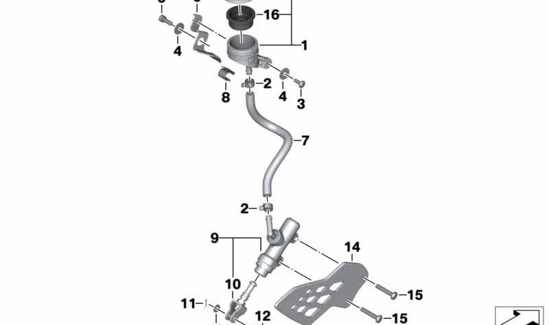 Cilindro principal de freno trasero OEM 34317719733 para BMW Motorrad S1000RR (K46) 2009-2014. Original BMW Motorrad.
