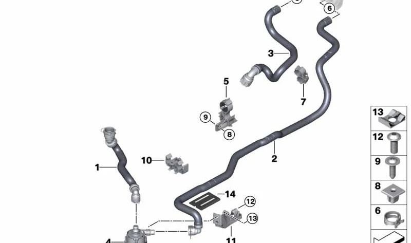 Manguera de retorno del refrigerante OEM 64219299622 para BMW G30, G31, G11, G12. Original BMW.