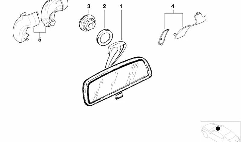 Retrovisor interior manual con función a distancia (315 MHz) OEM 51168213057 para BMW E36, E31, Z3. Compatible con modelos como 316i, 318i, etc. Original BMW.
