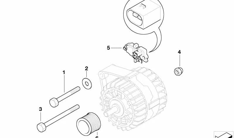 Polea alternador OEM 12317835110 para BMW E60, E61, E63, E64. Original BMW.