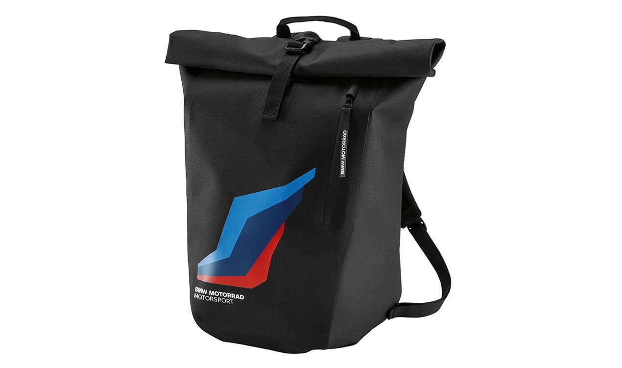 Mochila Motorsport negra OEM 76618546730 para BMW. Original BMW Motorrad.