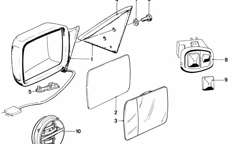 Seitenabdeckung des rechten Rückspiegels OEM 5116193744 für BMW E30, E28. Original BMW Stück.