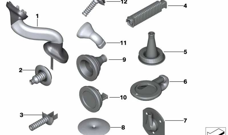 Tubo do conector OEM 61139226751 para BMW x6 {e71} xDrive30D, XDRIVE35D, XDRIVE35I, CONCUITORIA X6 M. Compatível 2008-2014. Peça original da BMW.