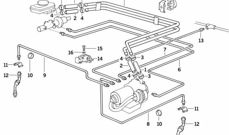 Mangueira de freio dianteiro ABS OEM 3432227677 Para BMW E36 M3 (BF92, BF98). Compatível com modelos feitos entre 1992 e 1995. BMW de substituição original.