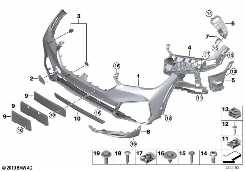 Grundierte Frontstoßstangenverkleidung OEM 51119478951 für BMW X6 G06 (06/2018 - 03/2023). Original BMW.