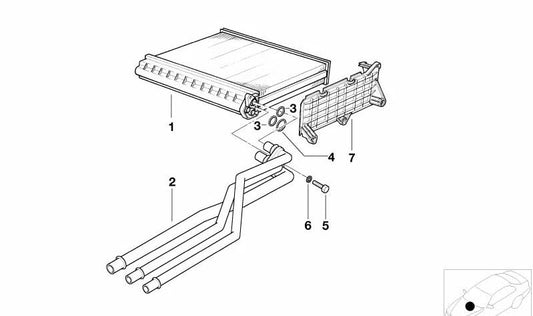 Tubo calefacción triple de aluminio OEM 64118385564 para BMW E39, E53. Pieza original BMW.