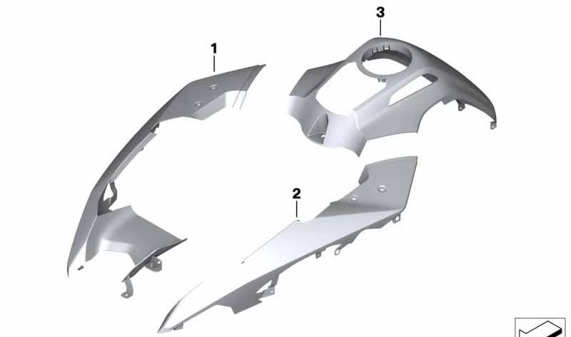 Eisgraue zentrale Tankabdeckung OEM 46638409332 für BMW Motorrad R 1250 GS Adventure (K51). Original BMW Motorrad.