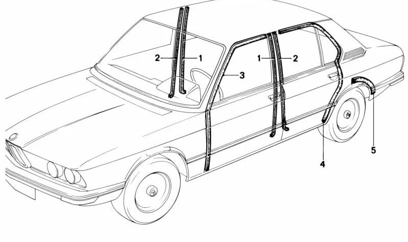 Protector de canto OEM 51711830804 para BMW E12. Compatible con todos los modelos: 518, 518i, 518 A, etc. desde 1974 hasta 1981. Pieza original BMW. Ideal para proteger bordes de carrocería.