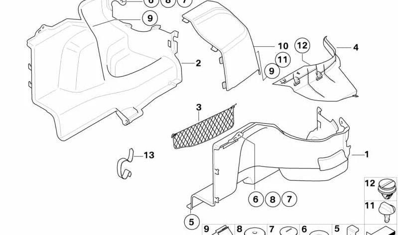 Réseau de tronc gauche pour BMW Z4 E86 (OEM 51473422777). BMW d'origine