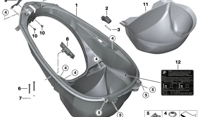 Tapiz de fondo OEM 46637725238 para BMW Motorrad C 600 Sport, C 650 Sport. Original BMW Motorrad.